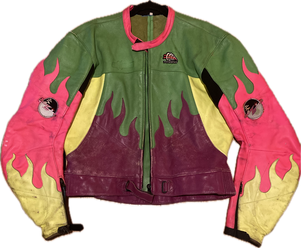 Leather Neon Flame 90s Jacket