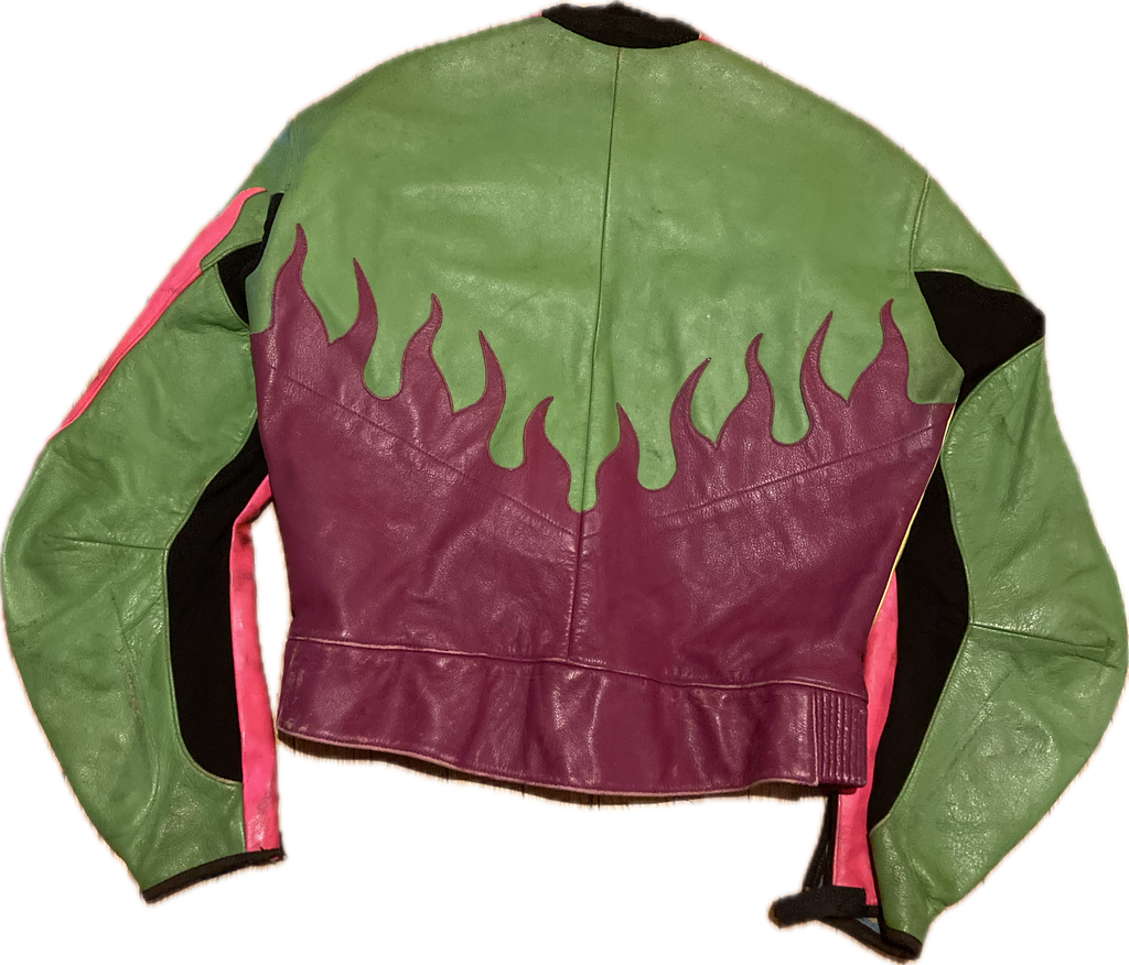 Leather Neon Flame 90s Jacket