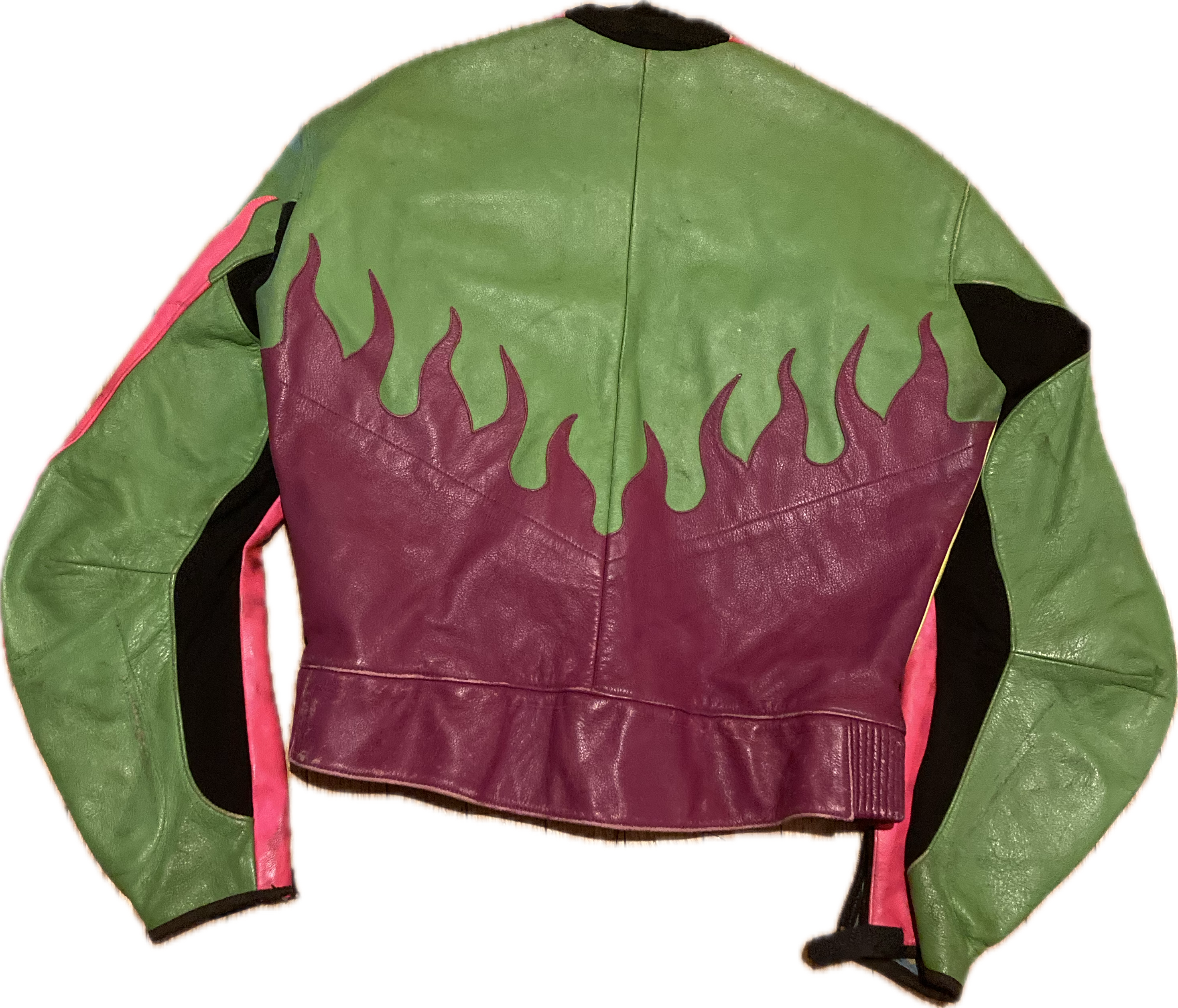 Leather Neon Flame 90s Jacket