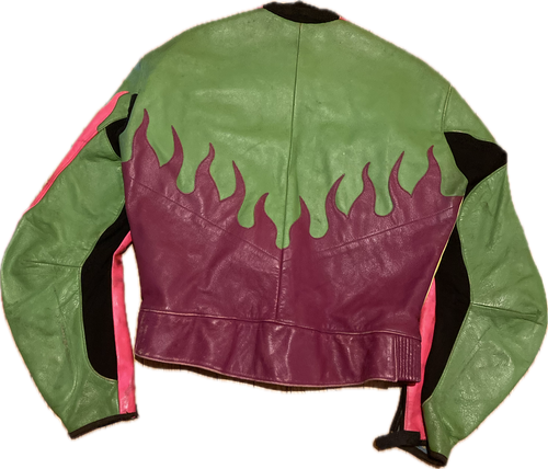 Leather Neon Flame 90s Jacket